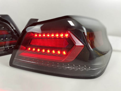 V5 Black Red Bar LED Tail Lights Dynamic Indicator Fit For Subaru WRX STI VA 2015-2021 - Machter