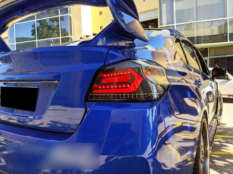 V5 Black Red Bar LED Tail Lights Dynamic Indicator Fit For Subaru WRX STI VA 2015-2021 - Machter