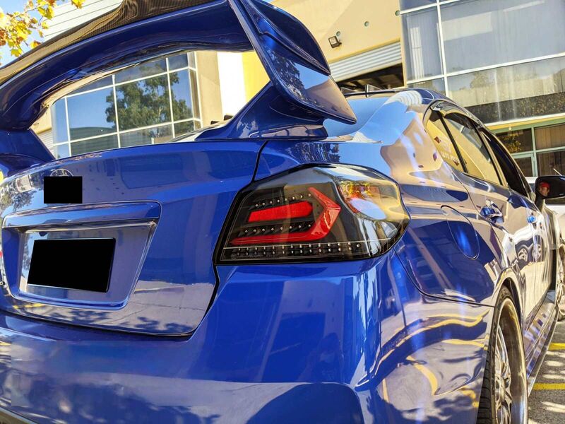 V5 Black Red Bar LED Tail Lights Dynamic Indicator Fit For Subaru WRX STI VA 2015-2021 TL-SB040LS - Machter