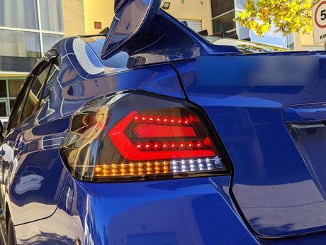 V5 Black Red Bar LED Tail Lights Dynamic Indicator Fit For Subaru WRX STI VA 2015-2021 - Machter