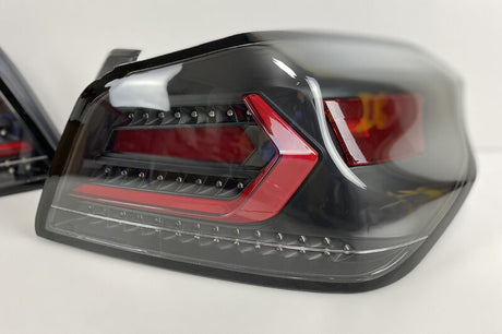 V5 Black Red Bar LED Tail Lights Dynamic Indicator Fit For Subaru WRX STI VA 2015-2021 TL-SB040LS - Machter