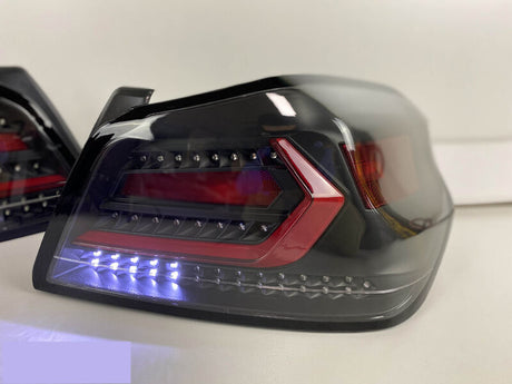 V5 Black Red Bar LED Tail Lights Dynamic Indicator Fit For Subaru WRX STI VA 2015-2021 - Machter