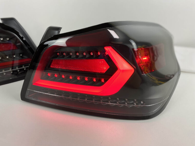 V5 Black Red Bar LED Tail Lights Dynamic Indicator Fit For Subaru WRX STI VA 2015-2021 TL-SB040LS - Machter