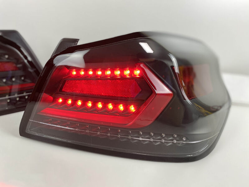 V5 Black Red Bar LED Tail Lights Dynamic Indicator Fit For Subaru WRX STI VA 2015-2021 TL-SB040LS - Machter