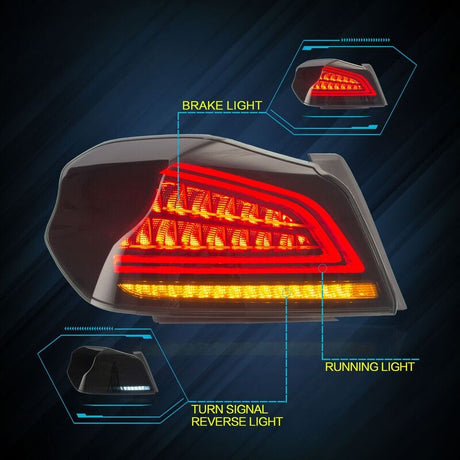 Smoke Full LED V3 Dynamic Indicator LED Tail Lights Fit For Subaru WRX STI VA 2015-2021 - Machter