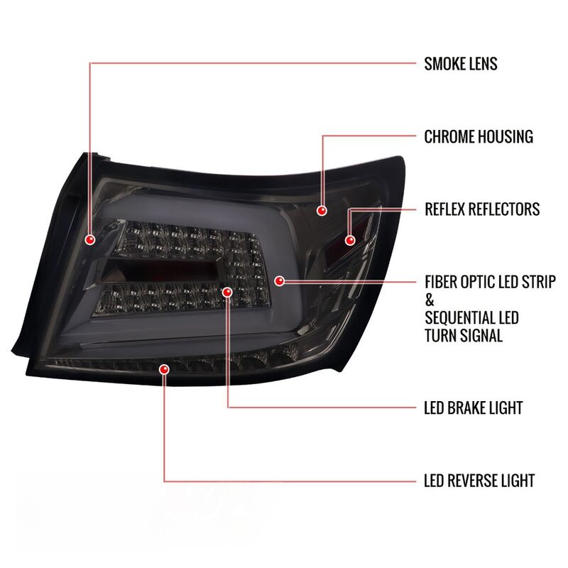 Spec D Smoke LED Taillights Dynamic Signal Fit For Subaru Impreza WRX STI G3 4D 2008-2013 TL-SB071LS - Machter