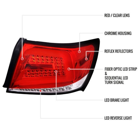 Spec D Clear Red LED Taillights Fit For Subaru Impreza WRX STI G3 4D 2008-2013 - Machter