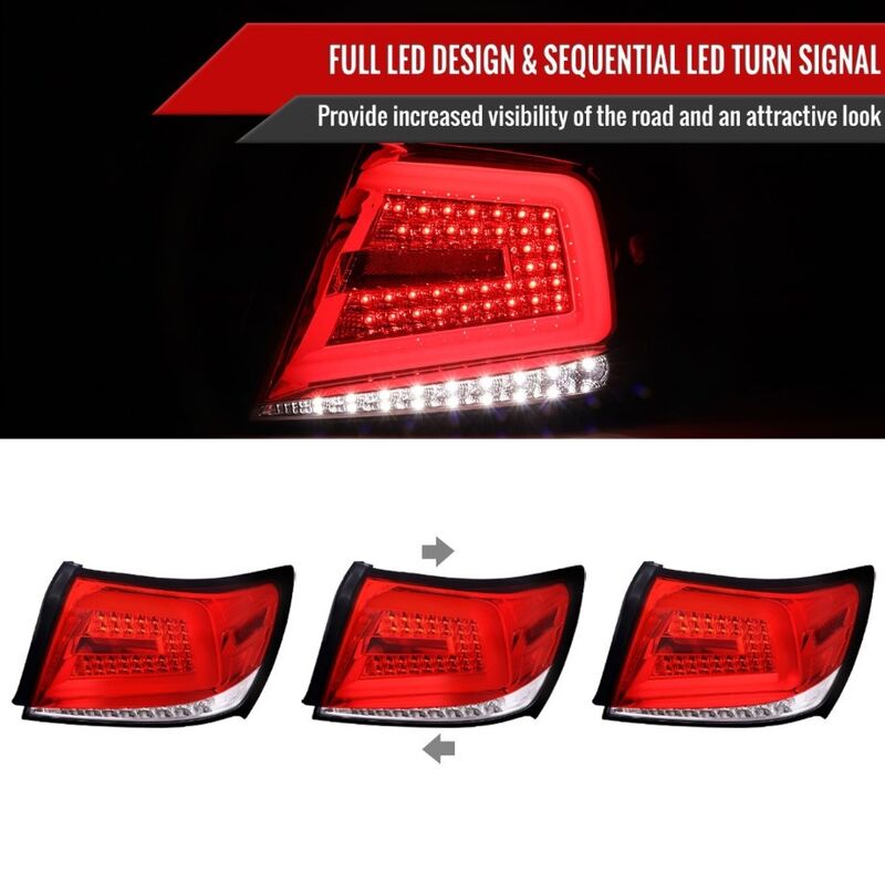Spec D Clear Red LED Taillights Fit For Subaru Impreza WRX STI G3 4D 2008-2013 TL-SB074LS - Machter