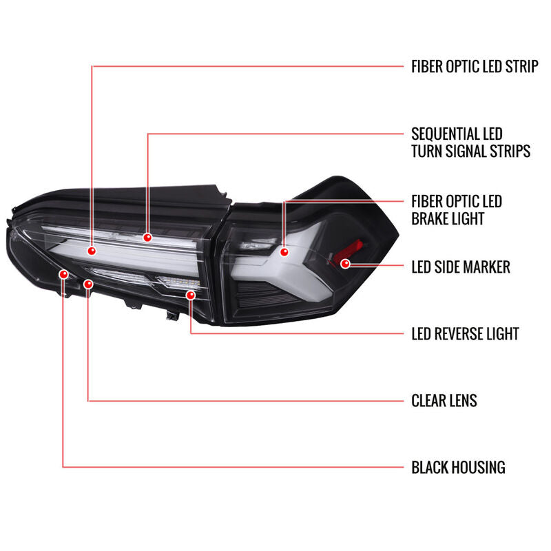 Spec D Black 3D LED Tail Lights Dynamic Signal Fit For Toyota Rav 4 2019-2023 TL-TA066LS - Machter