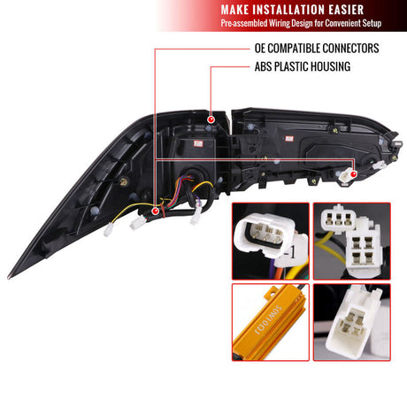 Spec D Black 3D LED Tail Lights Dynamic Signal Fit For Toyota Rav 4 2019-2023 - Machter