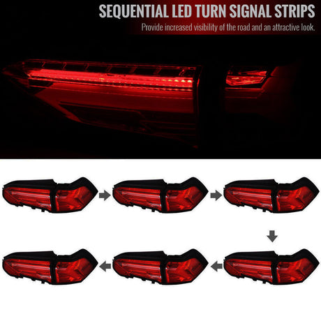 Spec D Smoke Red 3D LED Tail Lights Dynamic Signal Fit For Toyota Rav 4 2019-2023 - Machter