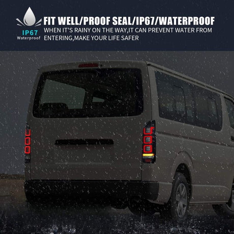 Smoke Black V3 3D Full LED Tail Lights Fit For Toyota Hiace Van 2004-2020 - Machter