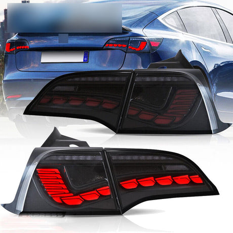 Smoke 3D Full LED Sequential Tail Lights Fit For Tesla Model 3 2017-2022 - Machter