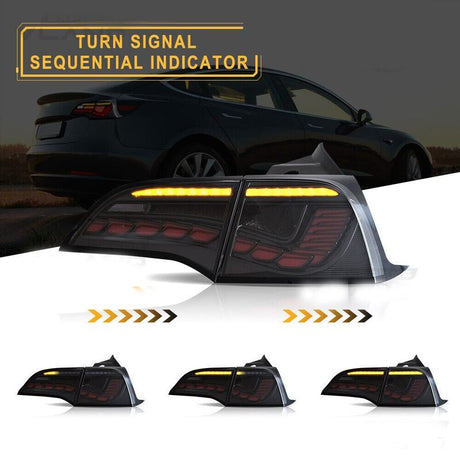 Smoke 3D Full LED Sequential Tail Lights Fit For Tesla Model 3 2017-2022 - Machter