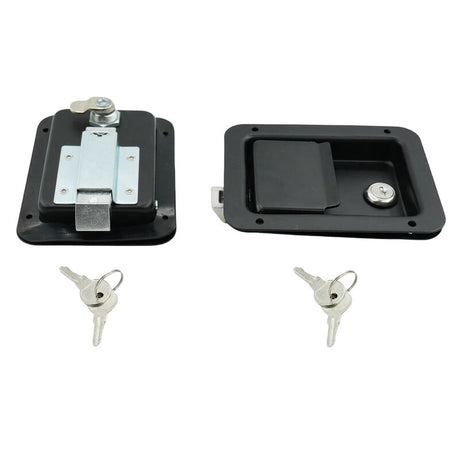 2 x Large Paddle Handle Lock Latch Pair Black Powdercoated Caravan Truck Toolbox - Machter
