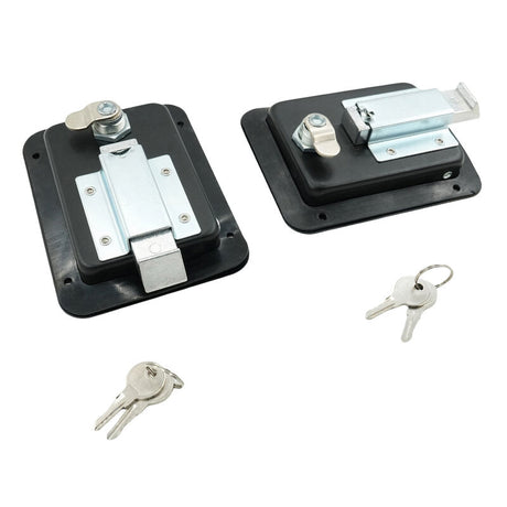 2 x Large Paddle Handle Lock Latch Pair Black Powdercoated Caravan Truck Toolbox - Machter