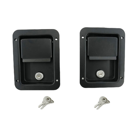 2 x Large Paddle Handle Lock Latch Pair Black Powdercoated Caravan Truck Toolbox - Machter