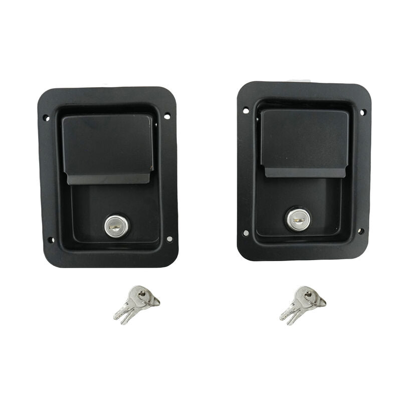 2 x Large Paddle Handle Lock Latch Pair Black Powdercoated Caravan Truck Toolbox TTL-003-2PCS - Machter