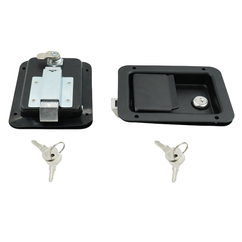 2 x Large Paddle Handle Lock Latch Pair Black Powdercoated Caravan Truck Toolbox TTL-003-2PCS - Machter