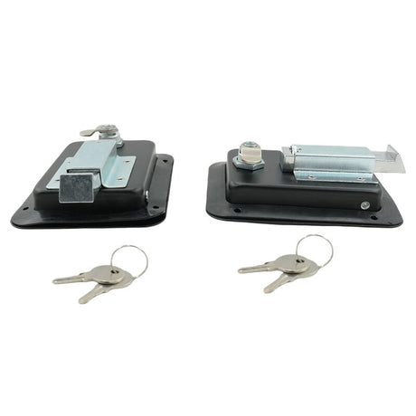 2 x Large Paddle Handle Lock Latch Pair Black Powdercoated Caravan Truck Toolbox - Machter