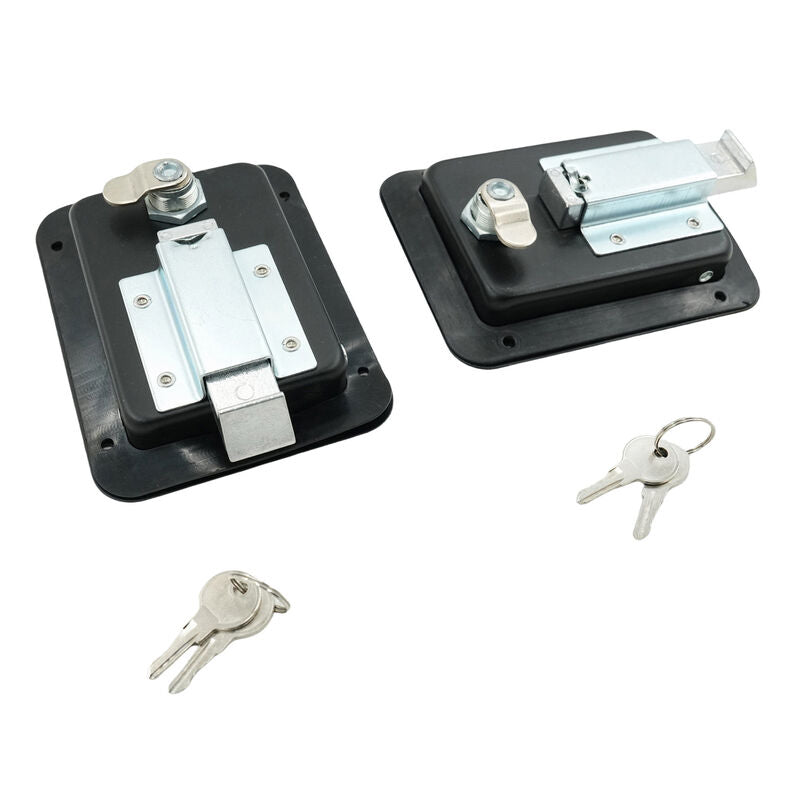 2 x Large Paddle Handle Lock Latch Pair Black Powdercoated Caravan Truck Toolbox TTL-003-2PCS - Machter
