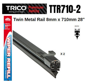 Premium Refill Twin Metal Rail 8MM X 710MM 28" (Pair) TTR710-2 - Trico | Universal Auto Spares