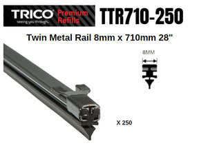 Refill Twin Metal Rail 8MM X 710MM 28" (Pack OF 250) TTR710-250 - Trico | Universal Auto Spares