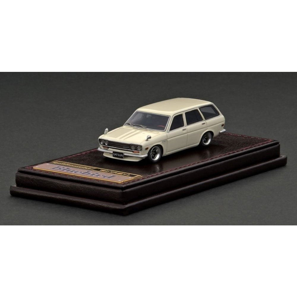 Datsun Bluebird (510) Wagon White High-End Resin with Display Case Diecast Model Car 1:64 Scale (Approx. 7cm) Collectible | Universal Auto Spares