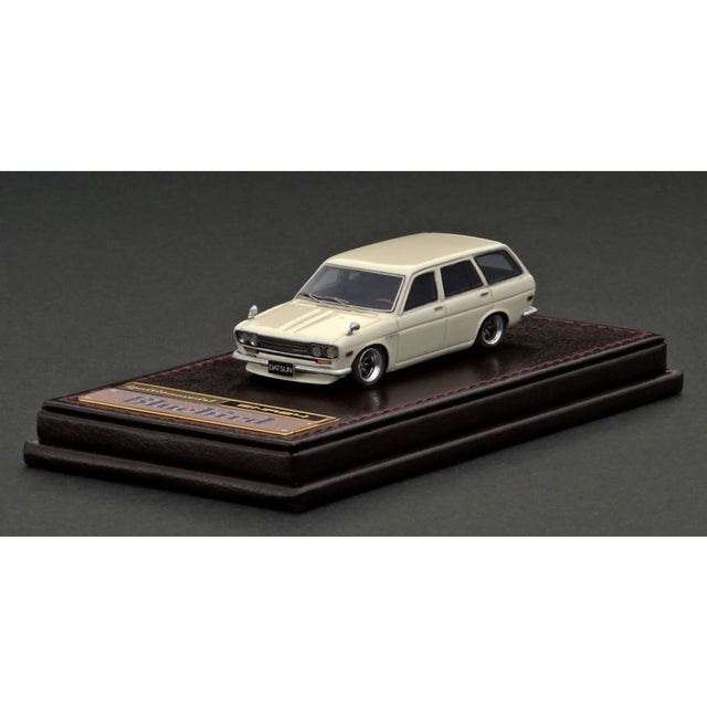 Datsun Bluebird (510) Wagon White High-End Resin with Display Case Diecast Model Car 1:64 Scale (Approx. 7cm) Collectible | Universal Auto Spares