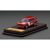 Datsun Bluebird (510) Wagon Red High-End Resin with Acrylic Display Case Diecast Model Car 1:64 Scale (Approx. 7cm) Collectible | Universal Auto Spares