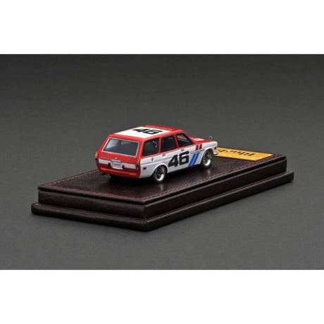 Datsun Bluebird (510) Wagon Red/White Resin Diecast Model Car 1:64 Scale (Approx. 7cm) Collectible