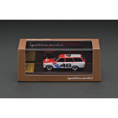Datsun Bluebird (510) Wagon Red/White Resin Diecast Model Car 1:64 Scale (Approx. 7cm) Collectible