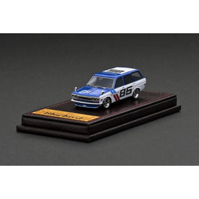 Datsun Bluebird (510) Wagon Blue/White Resin Diecast Model Car 1:64 Scale (Approx. 7cm) Collectible | Universal Auto Spares