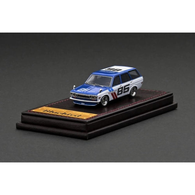 Datsun Bluebird (510) Wagon Blue/White Resin Diecast Model Car 1:64 Scale (Approx. 7cm) Collectible | Universal Auto Spares