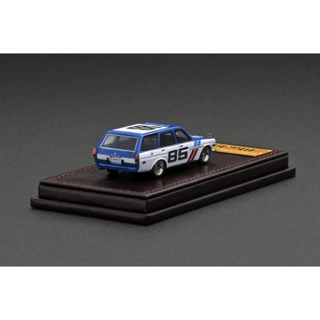 Datsun Bluebird (510) Wagon Blue/White Resin Diecast Model Car 1:64 Scale (Approx. 7cm) Collectible