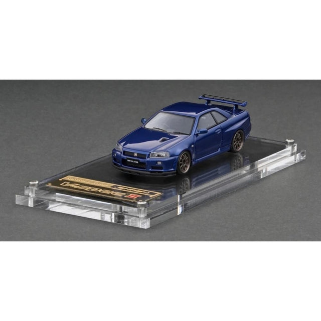 Nissan Skyline GT-R V-Spec II (R34) Bayside Blue Resin Diecast Model Car 1:64 Scale (Approx. 7cm) Collectible | Universal Auto Spares