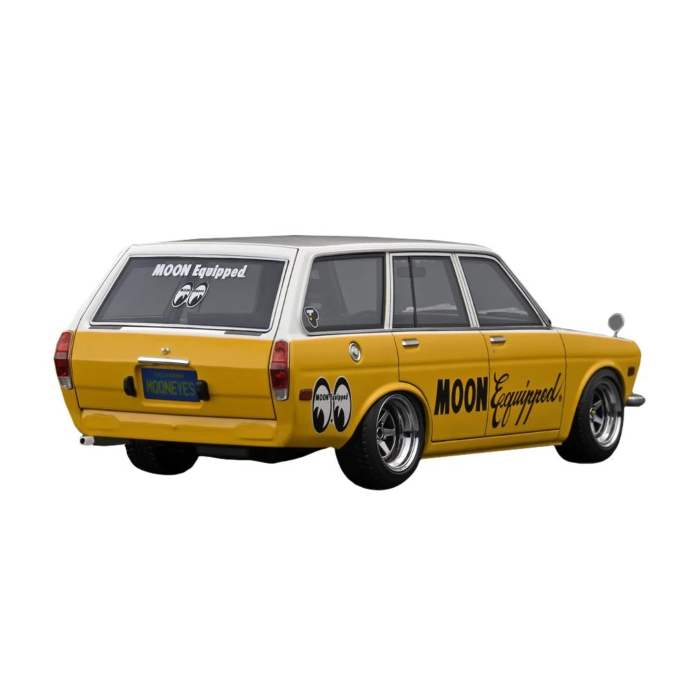 Datsun Bluebird (510) Wagon Yellow/White Resin Diecast Model Car 1:18 Scale (Approx. 25cm) Collectible | Universal Auto Spares