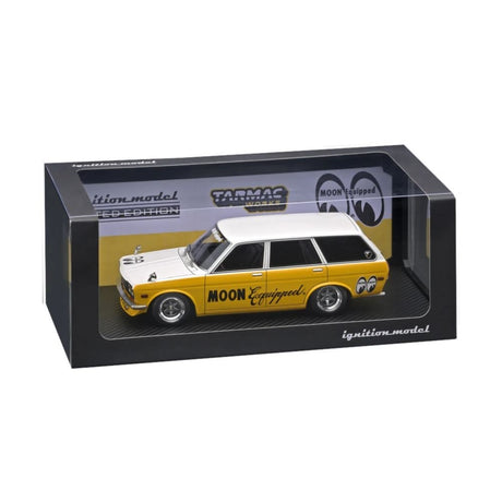Datsun Bluebird (510) Wagon Yellow/White Resin Diecast Model Car 1:18 Scale (Approx. 25cm) Collectible | Universal Auto Spares