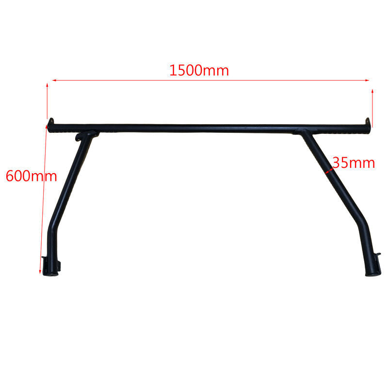 2 Pcs Front & Rear Black Steel Adjustable UTE Tub Ladder Rack Roll Bar URACK-004 - Machter