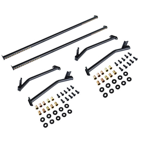 2 Pieces Front & Rear Black Steel Adjustable UTE Tub Ladder Rack Roll Bar - Machter