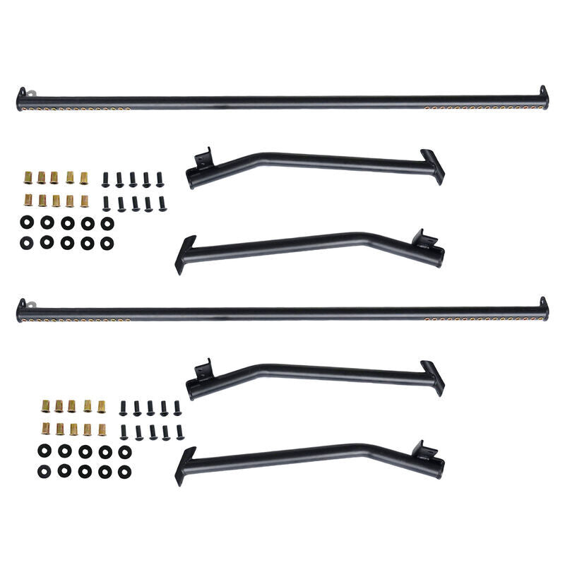 2 Pcs Front & Rear Black Steel Adjustable UTE Tub Ladder Rack Roll Bar URACK-004 - Machter