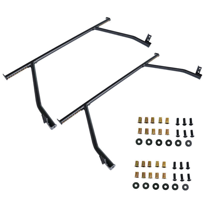 2 Pcs Front & Rear Black Steel Adjustable UTE Tub Ladder Rack Roll Bar URACK-004 - Machter