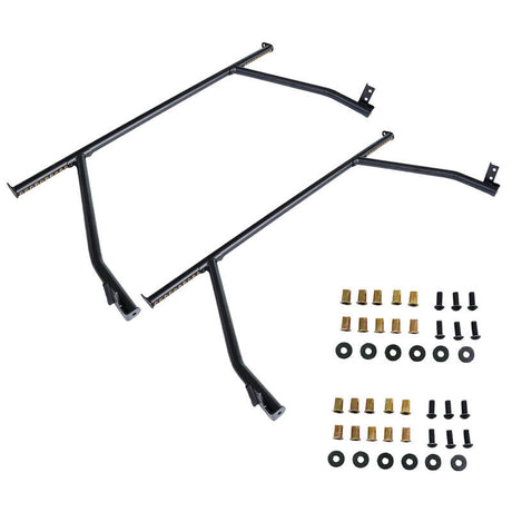 2 Pieces Front & Rear Black Steel Adjustable UTE Tub Ladder Rack Roll Bar - Machter