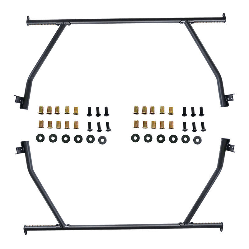 2 Pcs Front & Rear Black Steel Adjustable UTE Tub Ladder Rack Roll Bar URACK-004 - Machter