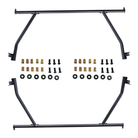 2 Pieces Front & Rear Black Steel Adjustable UTE Tub Ladder Rack Roll Bar - Machter