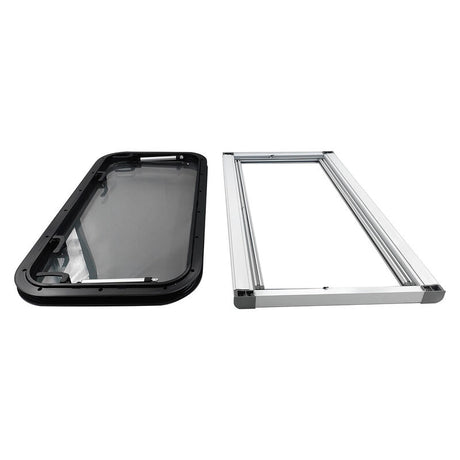 450mm x 900mm RV Caravan Push Out Flat Window Locking Handle & Strut Attachment - Machter