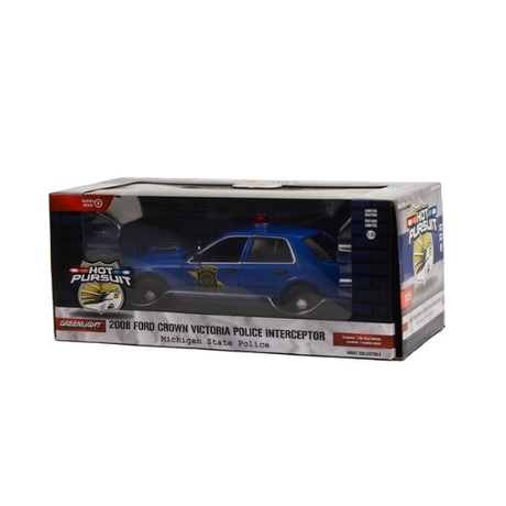 2008 Ford Crown Victoria Police Interceptor Michigan State Police Hot Pursuit Diecast Model Car 1:24 Scale (Approx. 18–20cm) Collectible | Universal Auto Spares