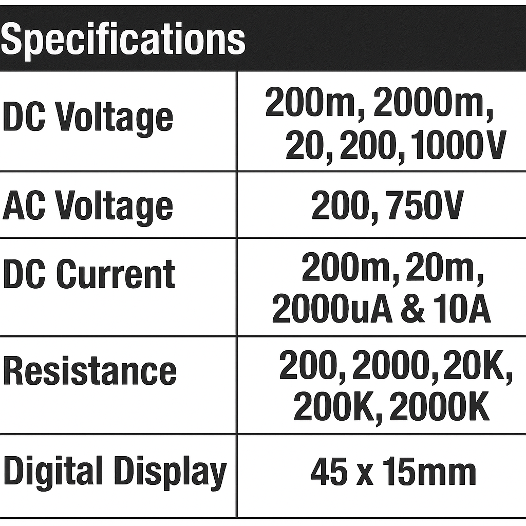 Digital Multimeter AC & DC Voltage & Current Capacitance, Diode & Triode Testing - PKTool | Universal Auto Spares