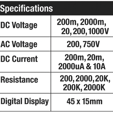 Digital Multimeter AC & DC Voltage & Current Capacitance, Diode & Triode Testing - PKTool