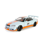 1999 Nissan Skyline GT-R (R34) Gulf Oil Diecast Model Car 1:18 Scale (Approx. 25cm) Collectible | Universal Auto Spares
